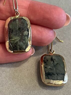 24k Gold Dipped Chrysoprase Earrings Artisan Designed in Santa Monica. NWOT